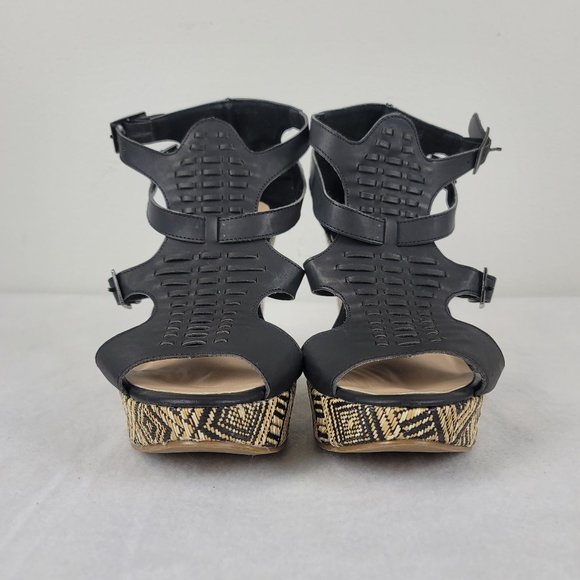 Torrid Aztec Design Wedges Black and Tan  Size 11 - Picture 8 of 8